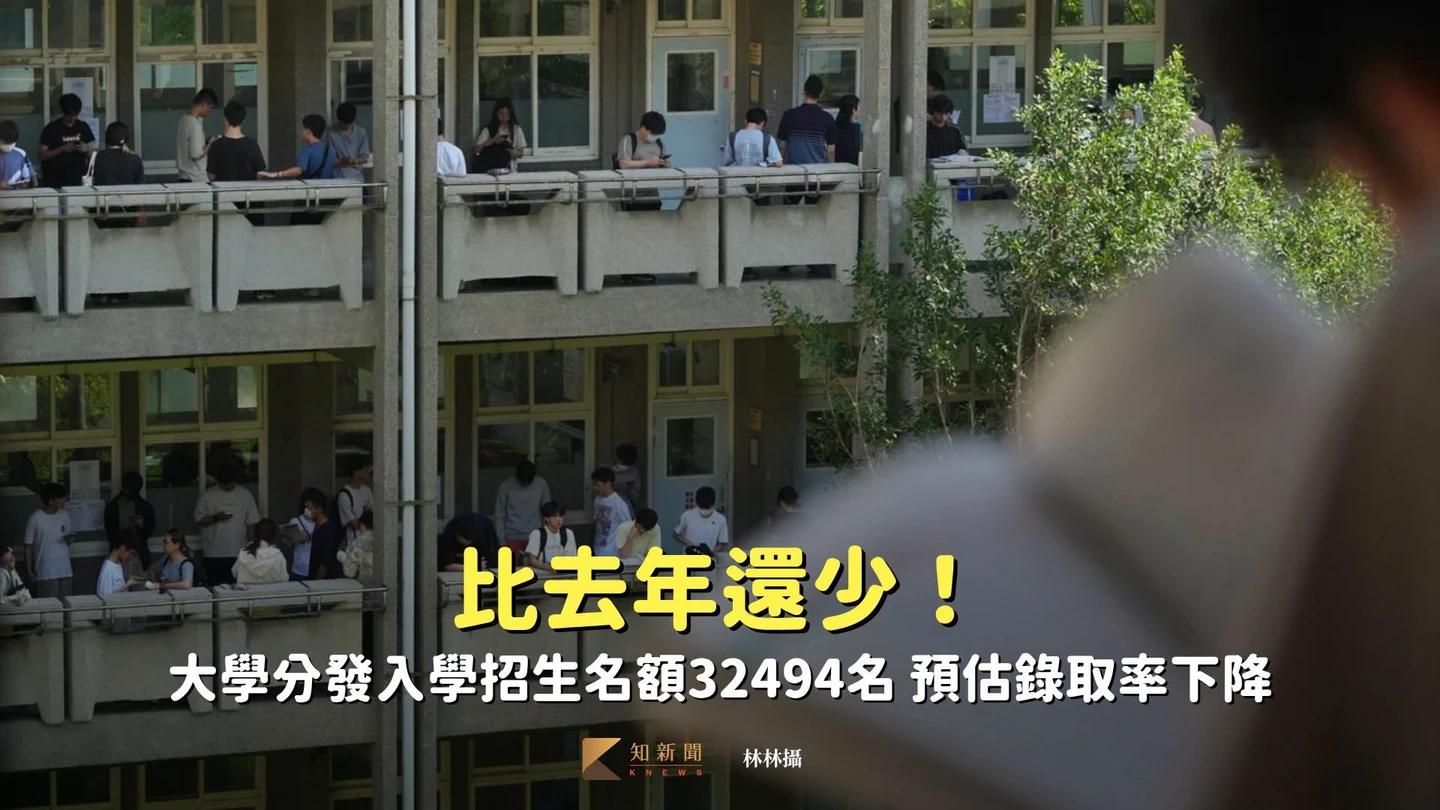 大學分發入學招生名額32494名　比去年減少！預估錄取率下降