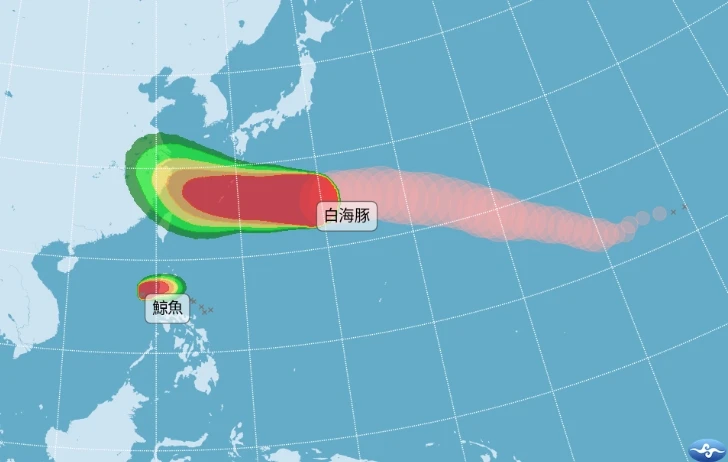 雙颱齊游｜鯨魚生成！白海豚估周五發海警　這2天風雨最劇烈