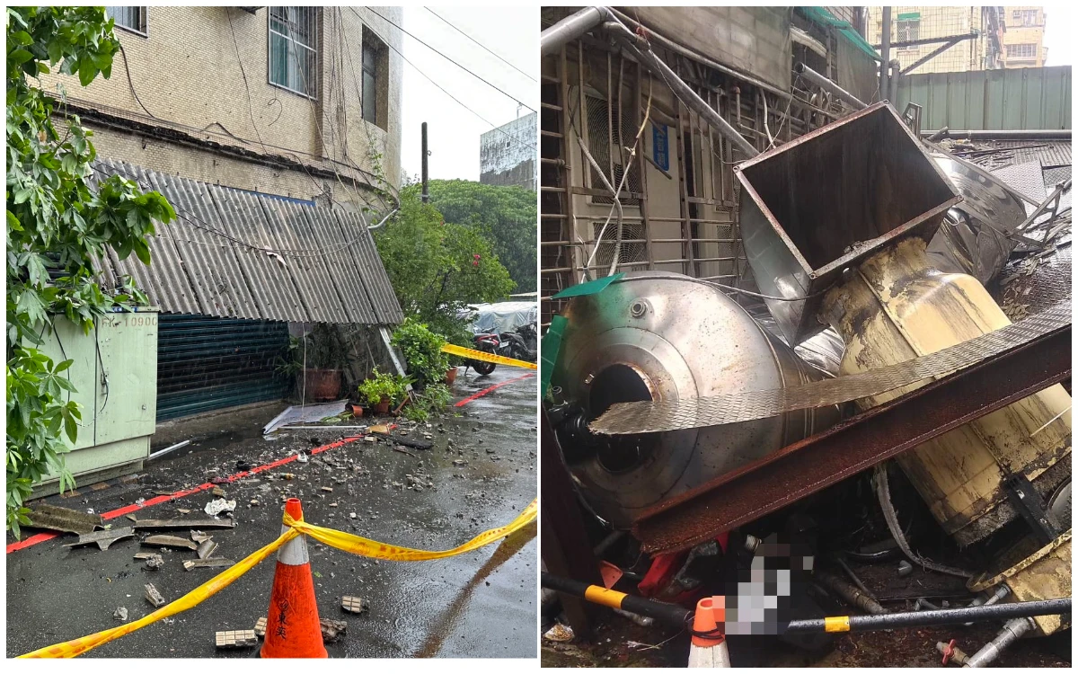 白海豚挾豪雨狂炸新北！時雨量破百毫米　水塔、雨棚砸落毀車