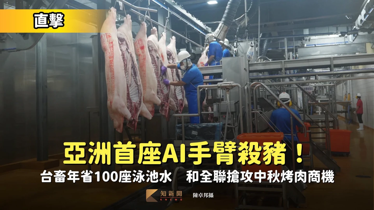 直擊｜亞洲首座AI手臂殺豬「剖腹、開肛、剪頸」台畜年省100座泳池水　和全聯搶攻中秋烤肉商機