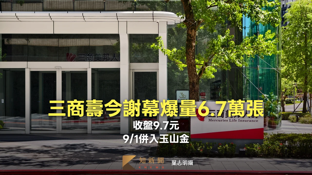 三商壽今謝幕爆量6.7萬張、收盤9.7元　9/1併入玉山金