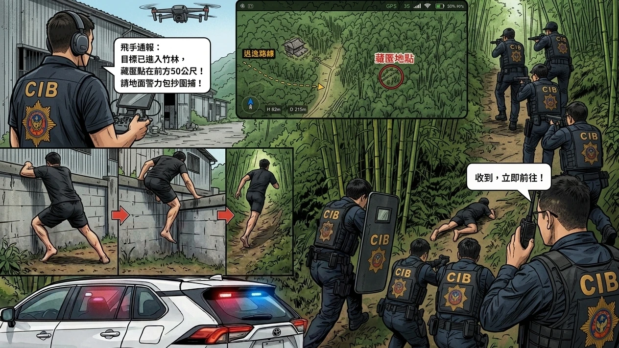 有片｜詐團1話術狂騙上億！警出動無人機「陸空夾擊」圍捕　22人落網主嫌竟僅20歲