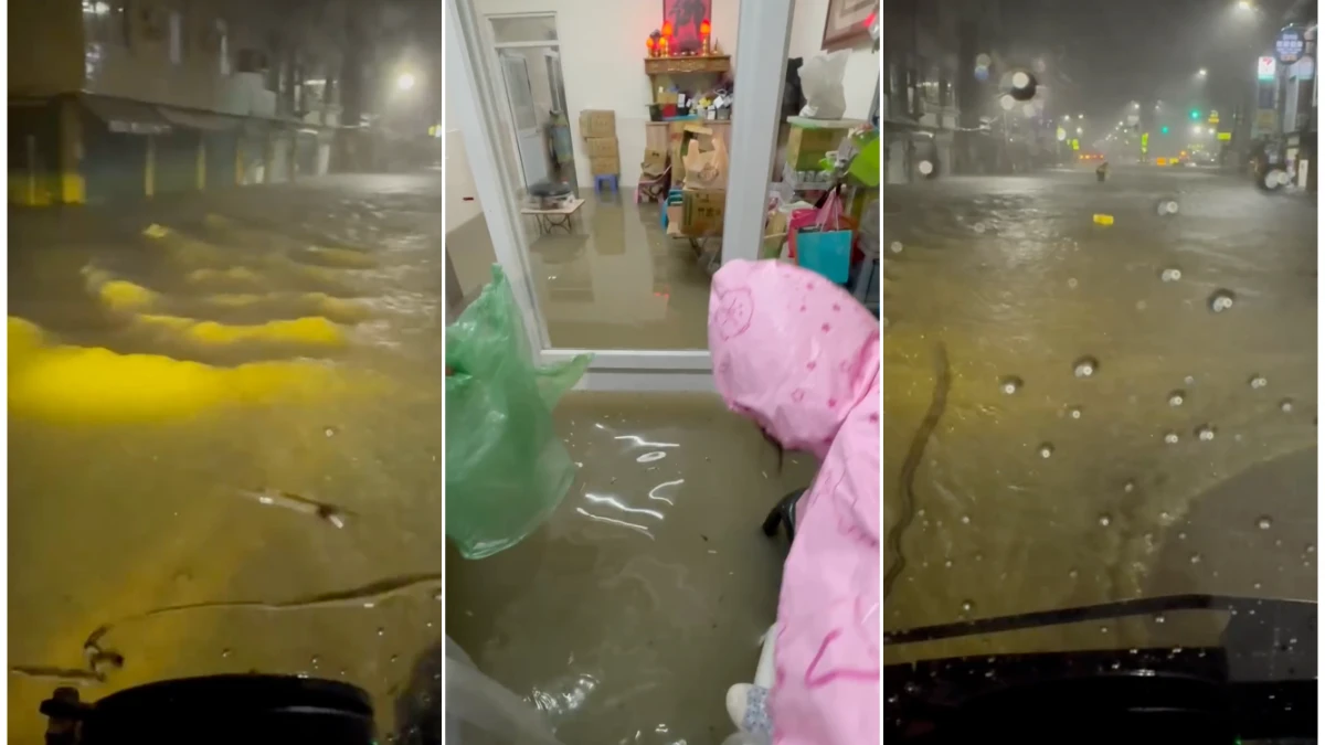 有片｜典寶溪快滿出來了！高雄雨炸506毫米　台17線封路淹半車輪、黃泥水灌民宅