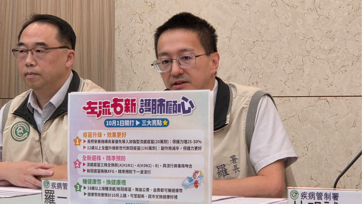 今年公費流感疫苗率亞洲之先　首度採購20萬加強劑型護長者
