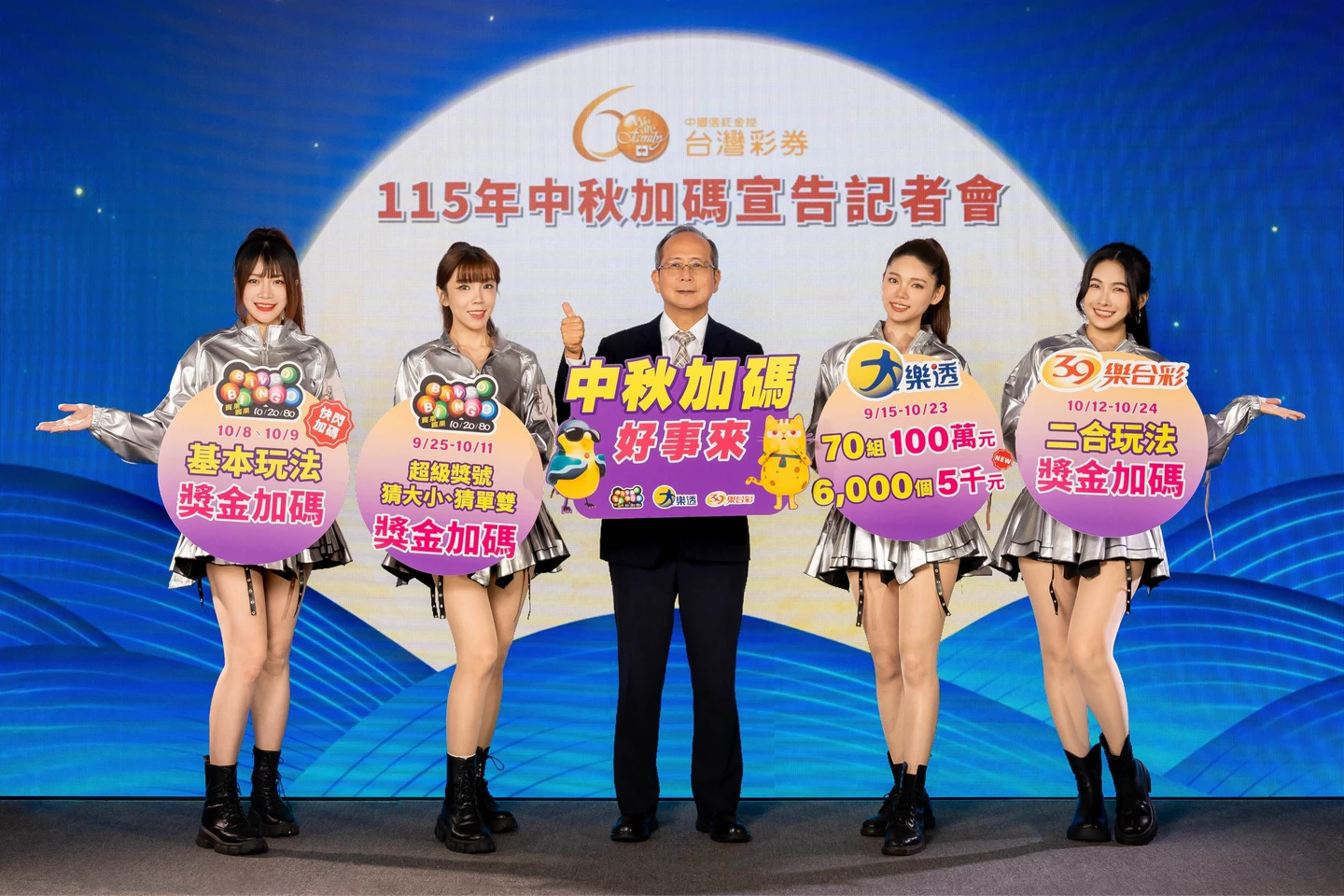 台彩中秋加碼9/15開跑　大樂透加開70組百萬獎項、6千組5000元