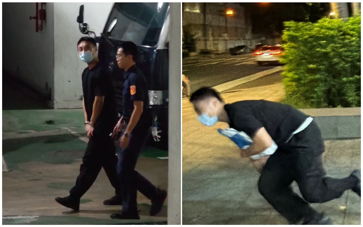 有片｜警政署帥警涉毒10萬交保怒罵X！　見記者遮臉狂奔狼狽仆街