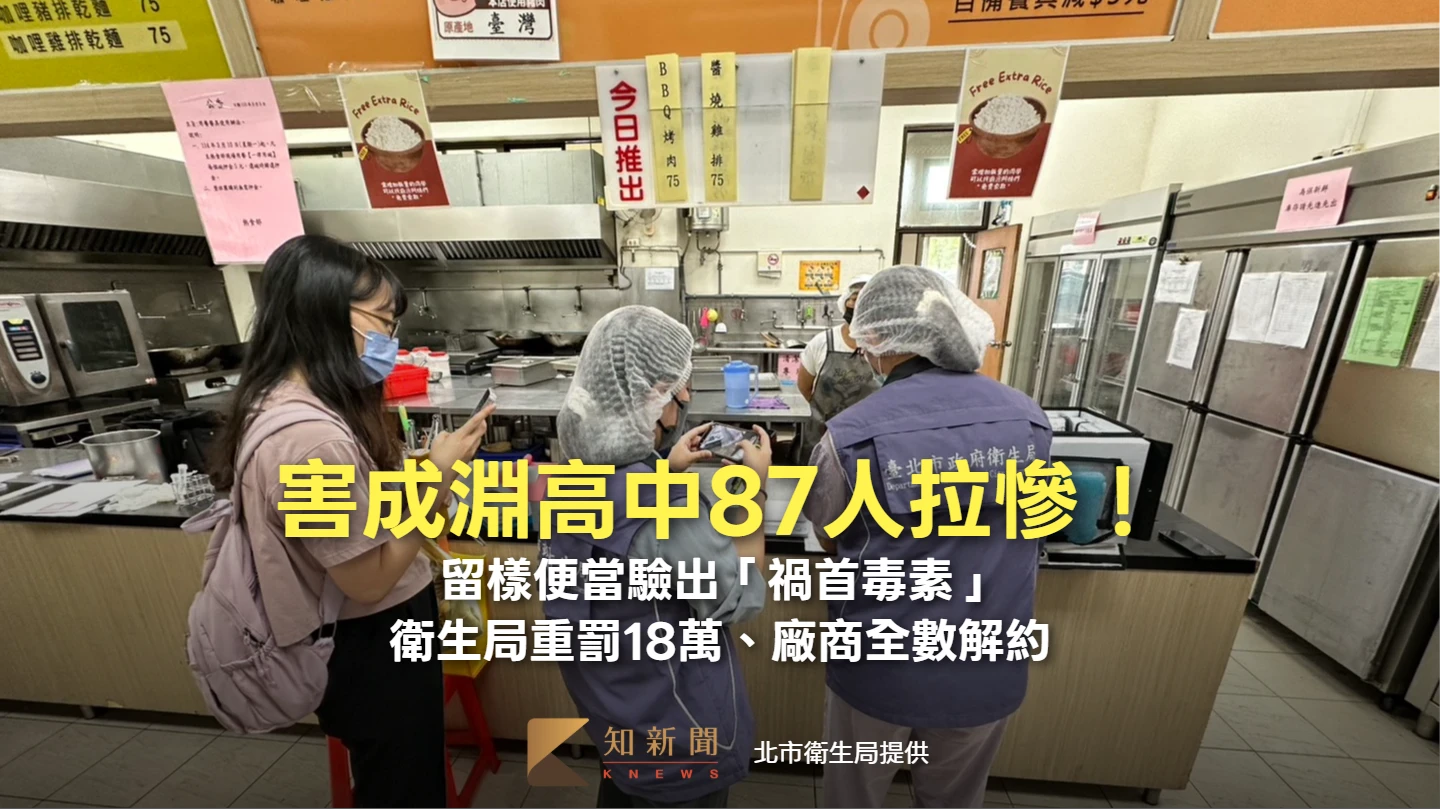 害成淵高中87人拉慘！留樣便當驗出「禍首毒素」　衛生局重罰18萬、廠商全數解約