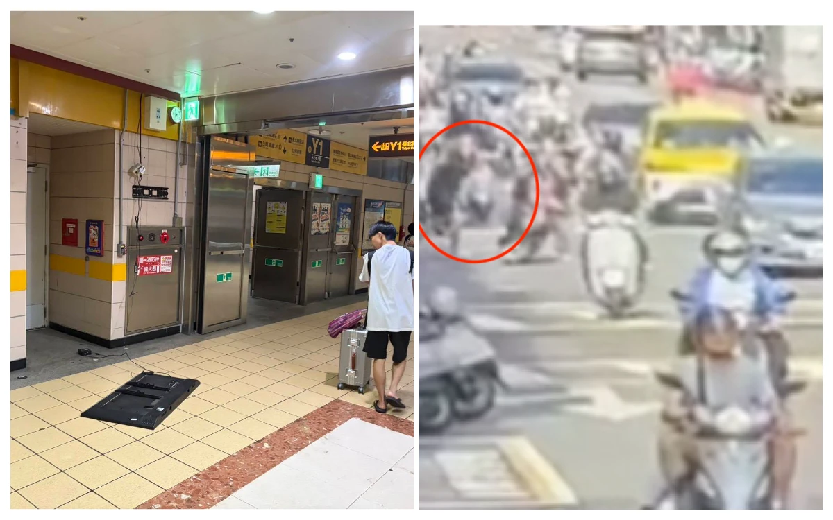 怪男大鬧北車！地下街砸電視、狂噴滅火器　沿路推倒機車害3騎士摔傷