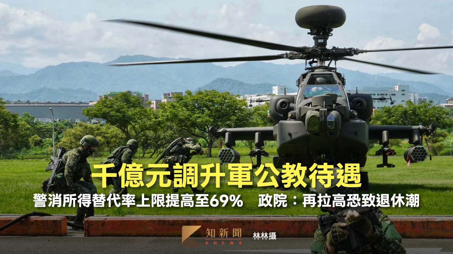 千億元調升軍公教待遇！警消所得替代率上限提高至69%　政院：再拉高恐致退休潮
