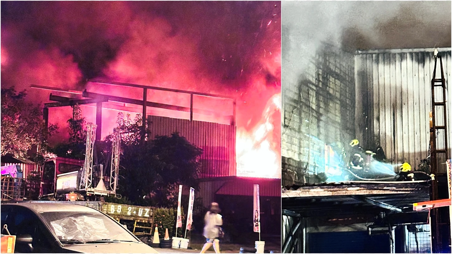 新城工廠暗夜惡火！消防員疑「鐵皮踩空墜落」送醫　民眾1舉動暖炸了