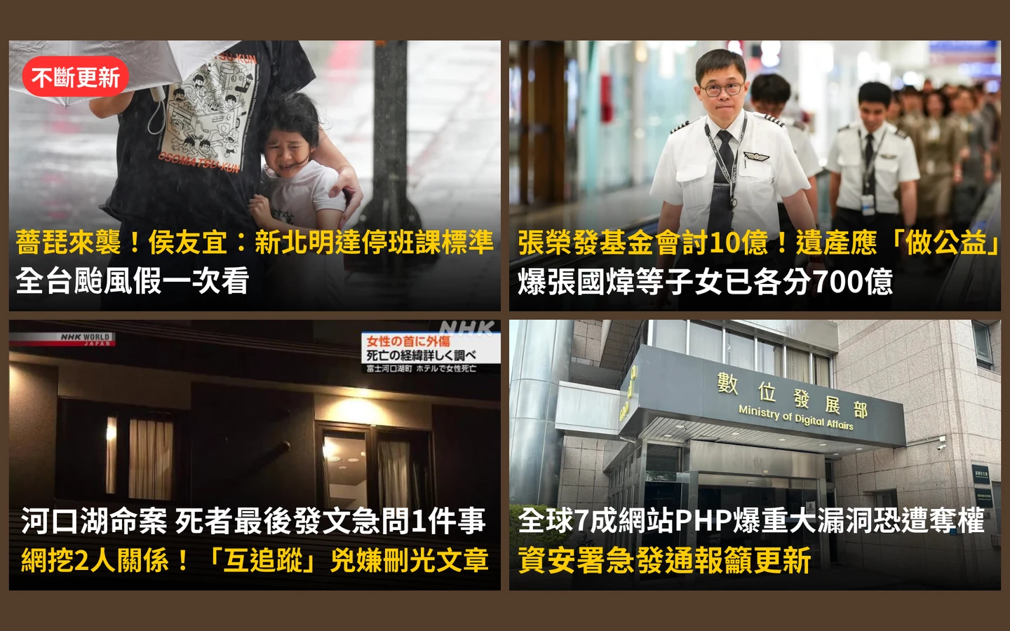 今日精選｜「新北明達停班課標準」全台颱風假一覽／張榮發基金會出招討10億
