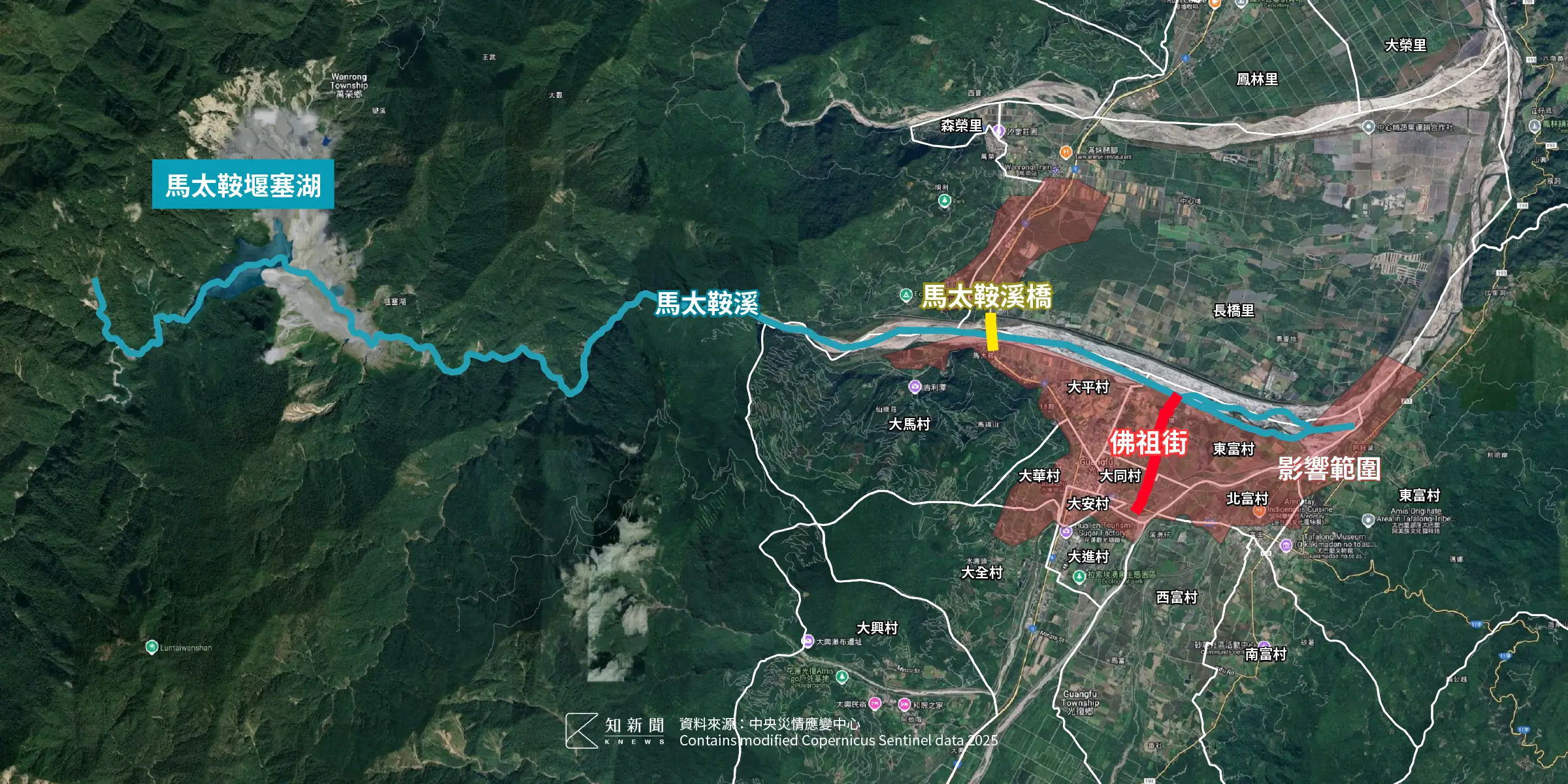 馬太鞍堰塞湖地圖